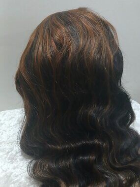 Menglle Women's Human Hair Ombre Lace Front Wavy 28in 1B/30